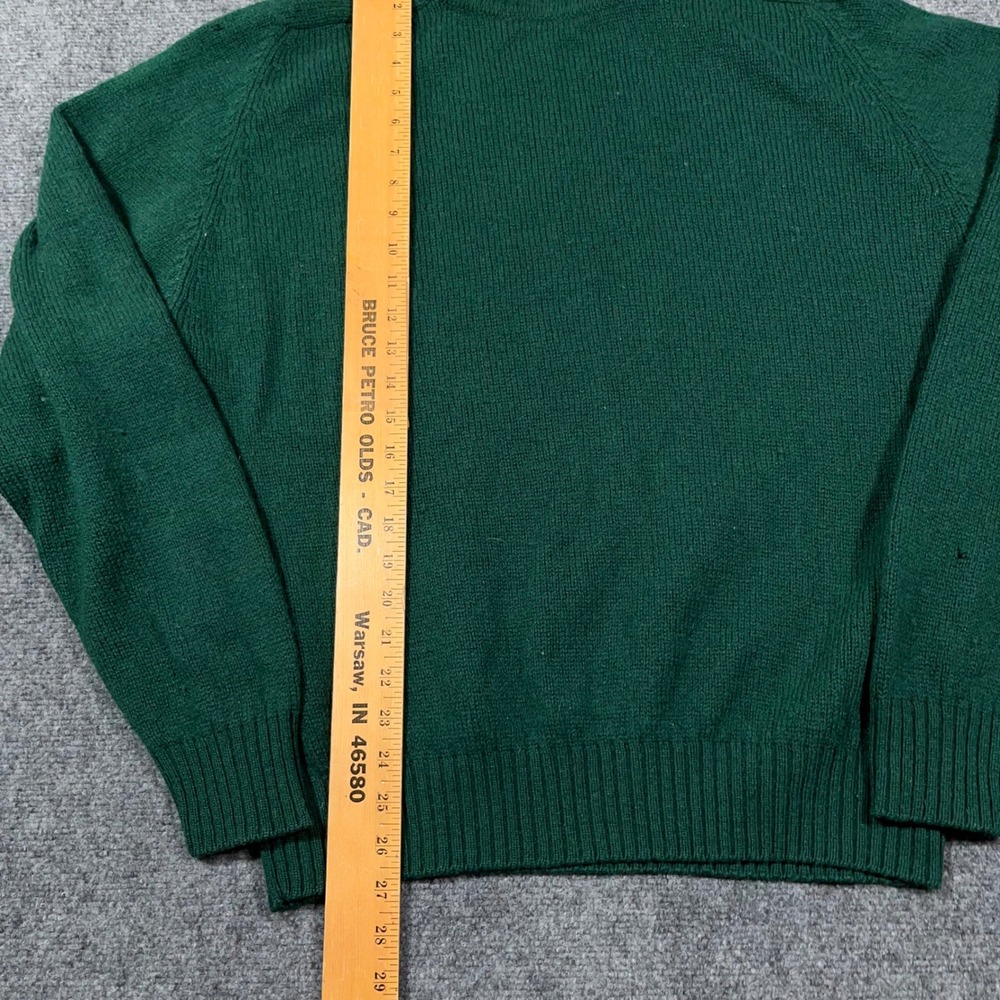 VTG REI Virgin Wool Crewneck Sweater Mens Large Ribbed Knit Forest Green Grandpa - Picture 6 of 8
